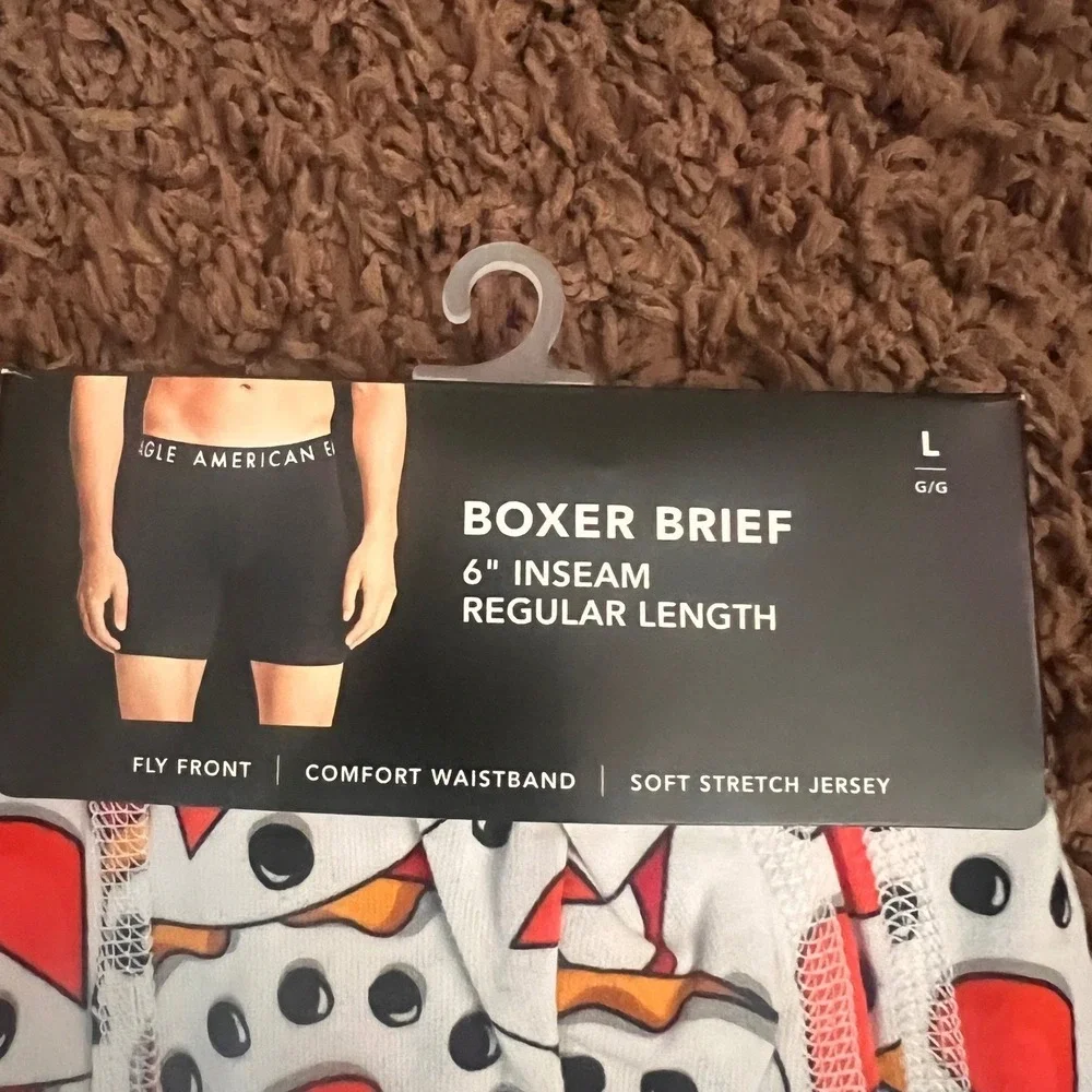 American Eagle Mens Boxer Brief L Snowman Print 6 Inseam Holiday‎ Underwear NEW